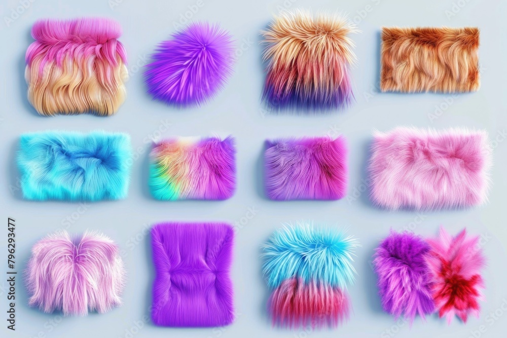 Poster a bunch of furs displayed on a table. perfect for interior design projects