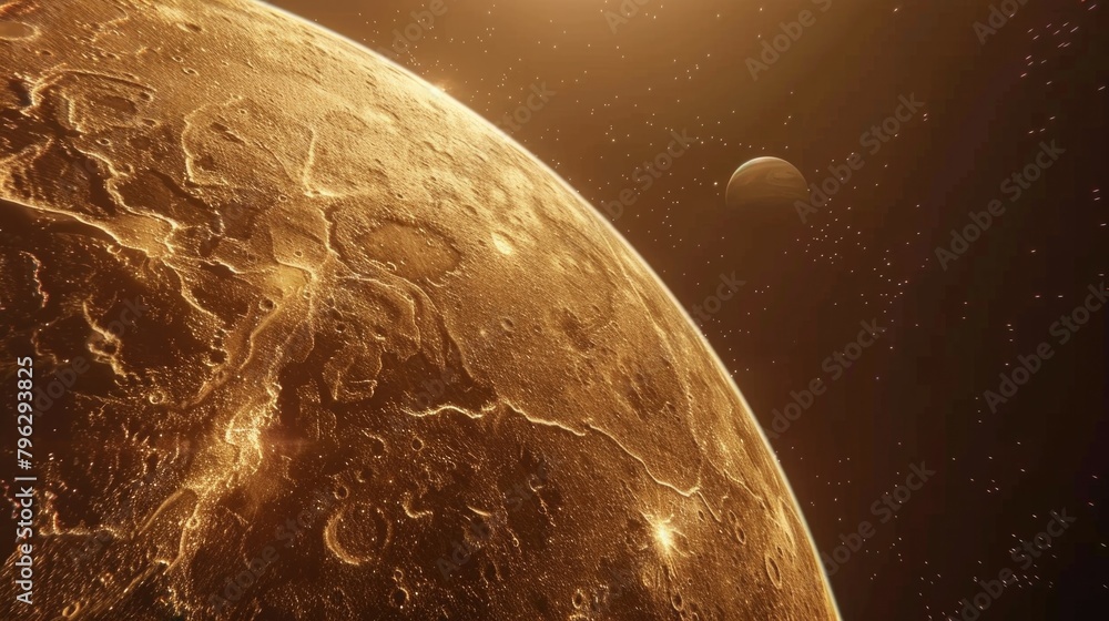 Aufkleber A stunning image of a planet with a moon in the background. Perfect for science and astronomy projects