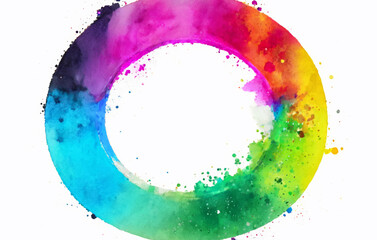 Circle Abstract Paint Brush: Vibrant Art on White Background