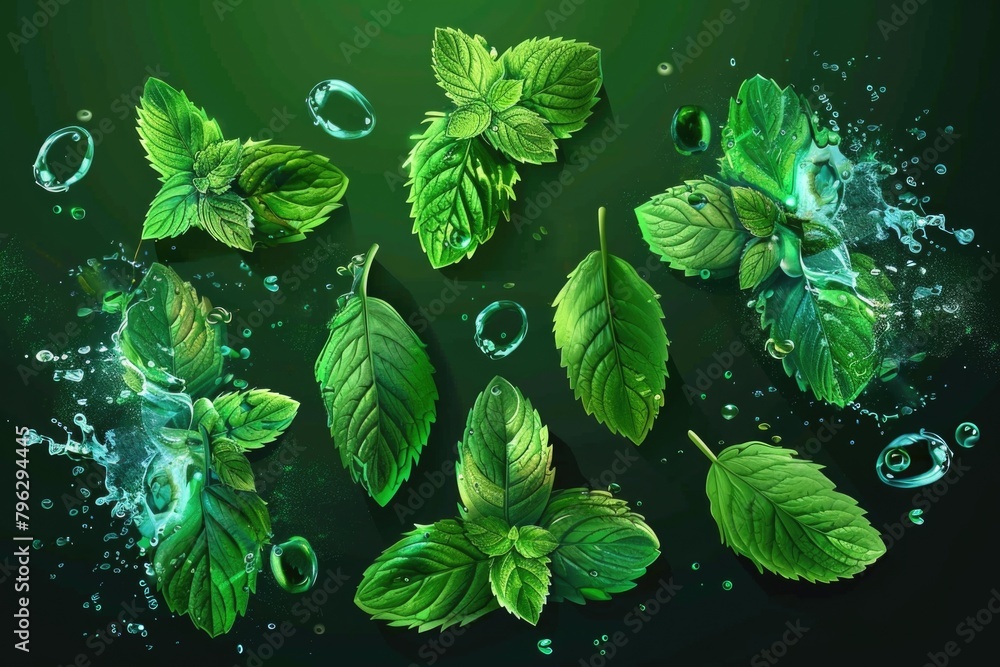 Poster a bunch of green leaves floating on top of water. ideal for nature and environmental concepts