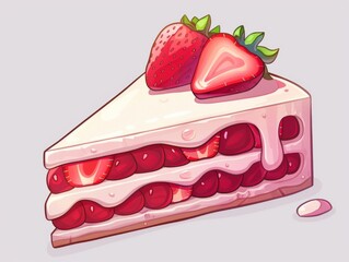 Indulge in a delectable slice of strawberry cheesecake topped with fresh strawberries. This staple food is a sweet and creamy dessert that will make your taste buds dance with every bite