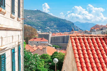  Dubrovnik Croatia view from the old town wall. Architecture of Dubrovnik Dalmatia