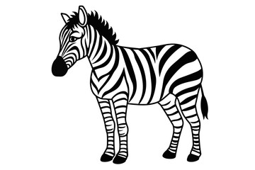 basic cartoon clip art of a Zebra, bold lines, no gray scale, simple coloring page for toddlers