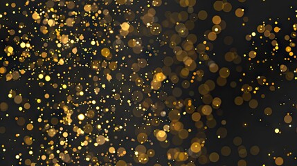 golden glitter falling on seamless black background
