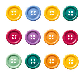 Multicolor buttons, transparent background