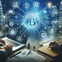 Economic business growth on global business network with virtual bank