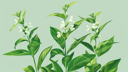 Fototapeta premium A plant with white flowers and green leaves, suitable for various design projects