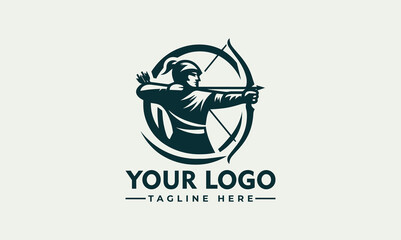 archery logo vector sport athletic logo academy sign symbol silhouette warrior archery simple design bow and arrow