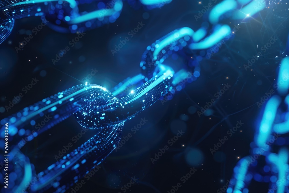 Poster Close up of a chain on a dark background. Suitable for industrial or security concepts