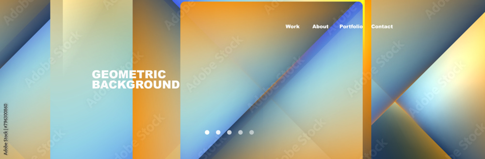 Poster a geometric background featuring azure, amber, and electric blue lines in a liquid form. the lines f