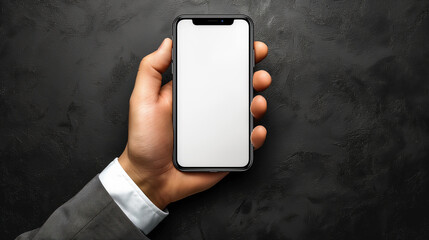 A man is holding a white iPhone in his hand