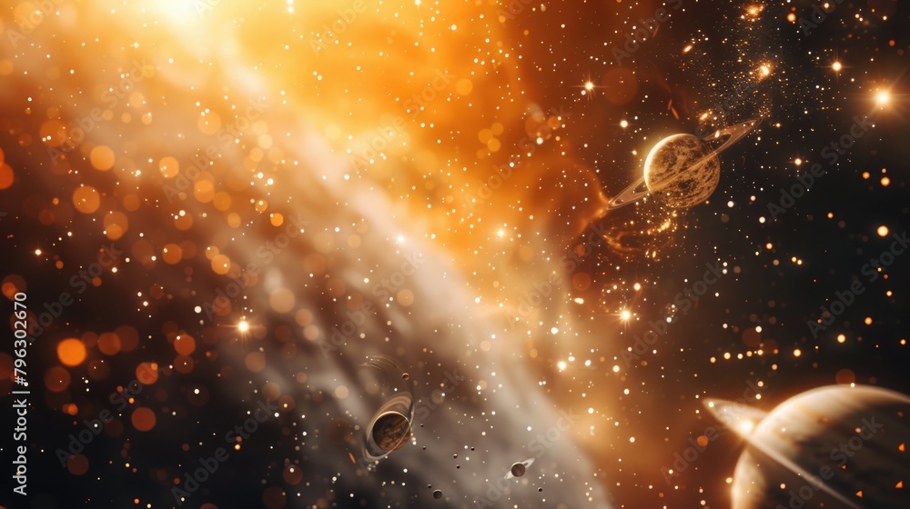Poster A mesmerizing view of planets and stars in space. Ideal for science fiction projects