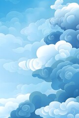 Auspicious Blue Cloud Pattern in Traditional Chinese Painting Style for Digital and Print Design