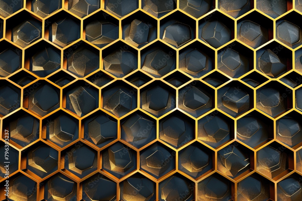 Poster detailed honeycomb pattern on a wall, suitable for backgrounds or textures