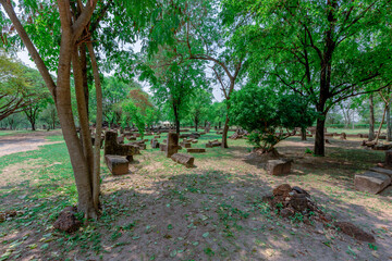 Background of important historical tourist attractions Prasat Hin Phanom Wan in the Nakhon Ratchasima area. Thailand is Historical A landmark that tourists always stop by to admire its beauty.
