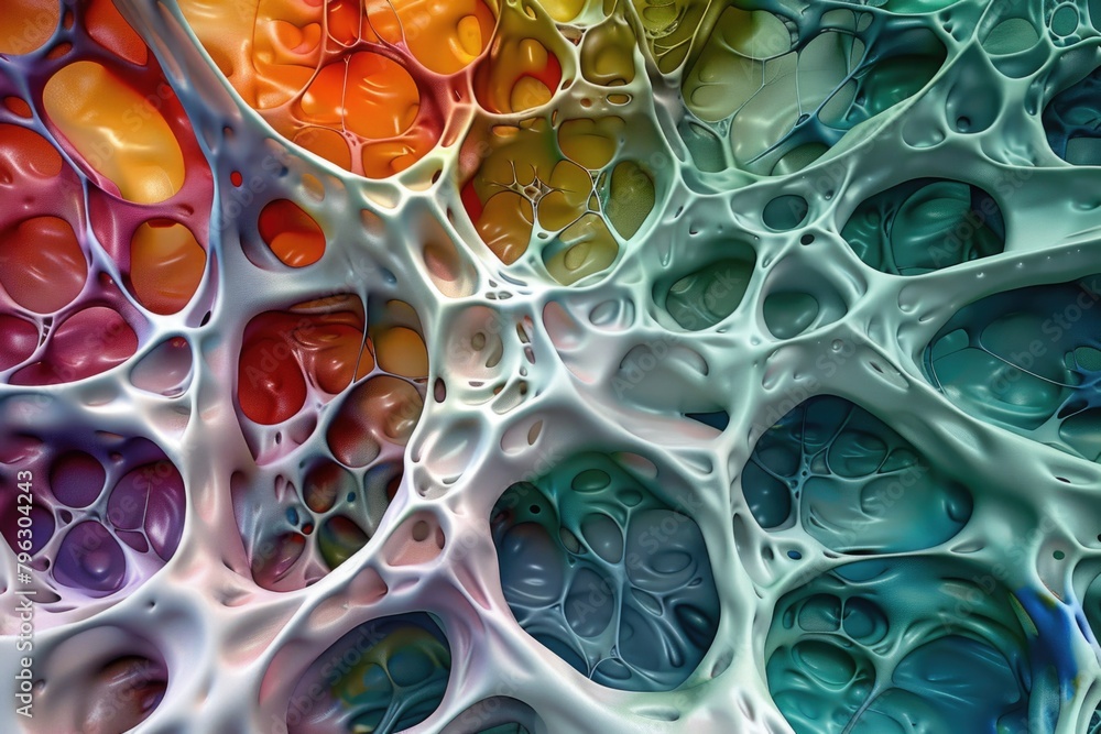 Aufkleber close up of a vibrant multicolored paint pattern, ideal for backgrounds and artistic projects