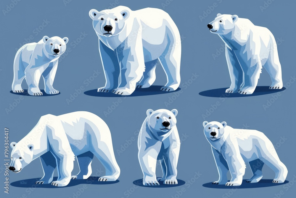 Canvas Prints A group of polar bears standing together. Ideal for wildlife and nature concepts