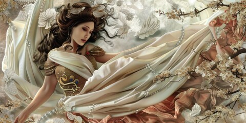 Graceful depiction of a luxury woman at rest, exuding elegance and refinement in her serene demeanor.