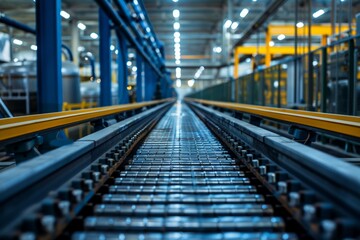 Fototapeta premium Editorial style photography capturing the essence of a green, sustainable modern factory with efficient production lines and eco-friendly practices