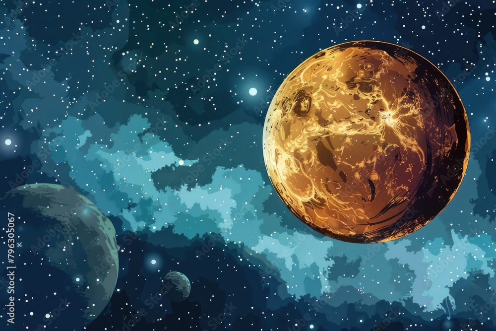 Poster a stunning image of a planet visible in the sky. perfect for scientific or space-themed projects