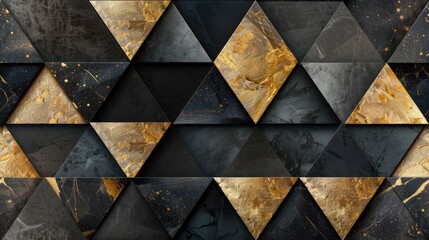 black seamless background with golden geometric pattern