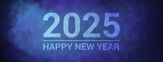 2025 Happy new isolated on fabric blue banner background abstract