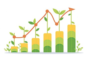 Cartoon Illustration Business Profit Growth Illustration isolated on white