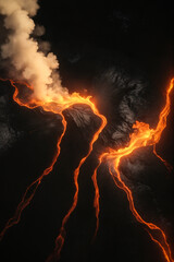 red glowing lava flow