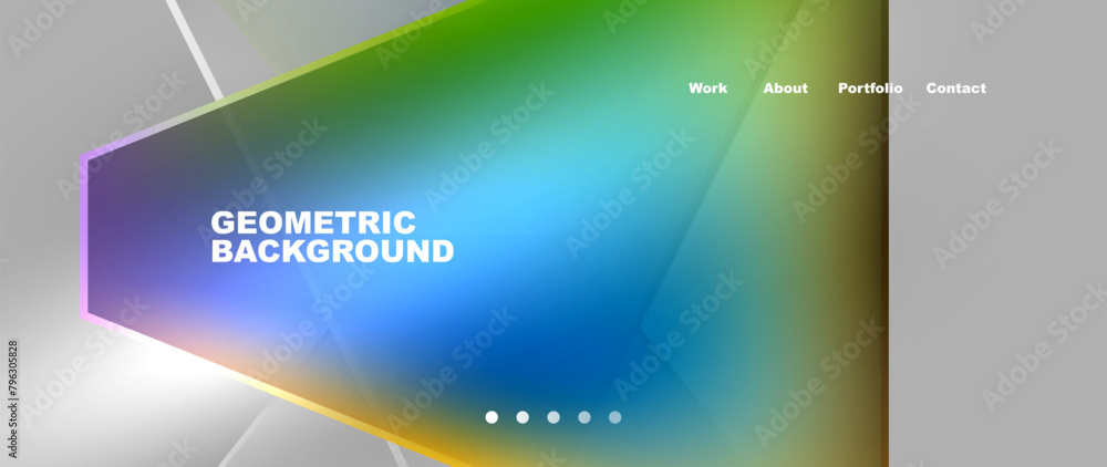 Aufkleber An electronic device displaying a geometric background with a rectangle in the middle, featuring electric blue hues. The display includes circles, triangles, and multimedia elements
