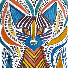 Art painted cat. Art card