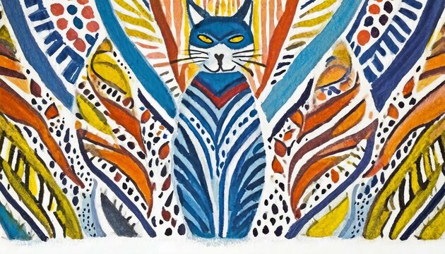 Art painted cat. Wall art card