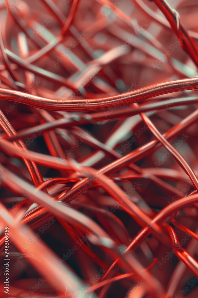 Aufkleber a close up of a bunch of red wires. suitable for technology concepts