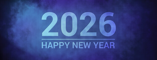 2026 Happy new isolated on fabric blue banner background abstract