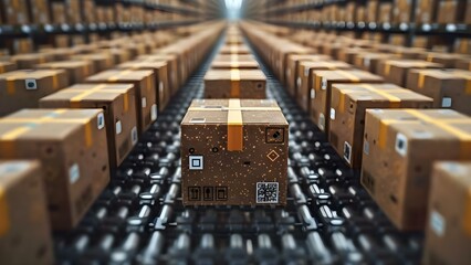 Enhance Logistics Monitoring and Verification with Smart Packaging and QR Codes. Concept Logistics Management, Smart Packaging, QR Codes, Verification, Monitoring - obrazy, fototapety, plakaty