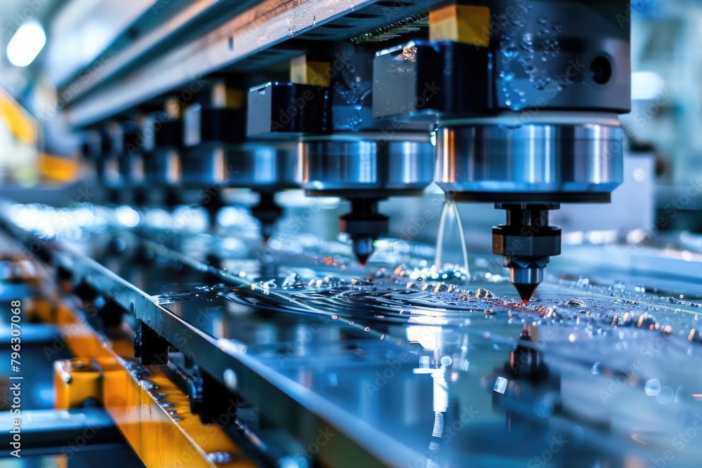 Poster detailed view of a machine in a factory, suitable for industrial concepts