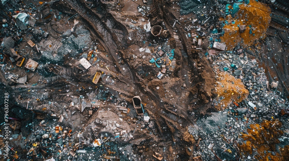 Poster aerial view of a pile of garbage, suitable for environmental concept