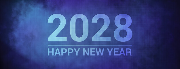 2028 Happy new isolated on fabric blue banner background abstract