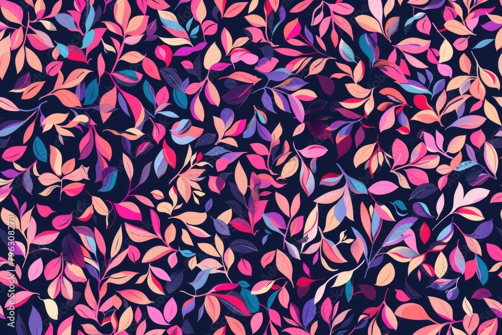 Poster colorful leaves arranged in a pattern on a black background. suitable for autumn and nature themes