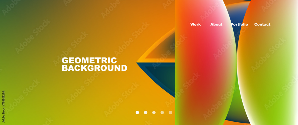 Poster vibrant geometric patterns in shades of amber and electric blue create a colorful background. perfec