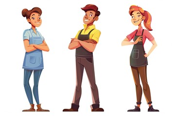 Obraz premium Cartoon Illustration Service staff to support customers effectively isolated on white