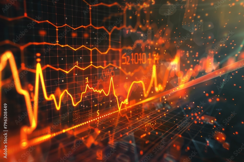 Aufkleber Detailed view of a computer screen displaying a graph. Ideal for business presentations