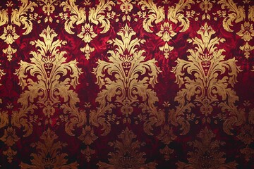 Victorian Wallpaper Pattern in Rich Burgundy.