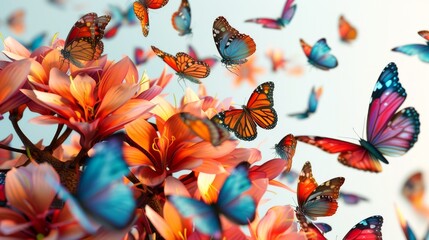 Fototapeta premium Concept of freedom and beauty, as the butterflies flutter and dance in the air
