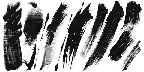 Abstract black and white paint strokes on a white background. Suitable for artistic projects - obrazy, fototapety, plakaty