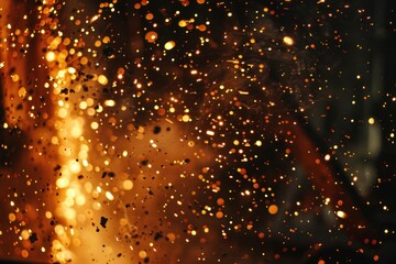 A close up of a fire with lots of sparks. Suitable for backgrounds or pyrotechnic concepts