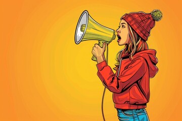 A woman holding a megaphone, ideal for advertising concepts