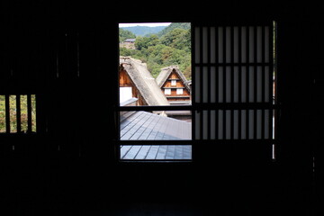 Japanese traditional wood house in village 
