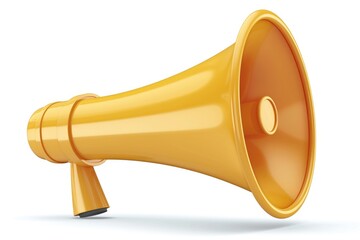 A bright yellow megaphone on a plain white background. Ideal for communication concepts