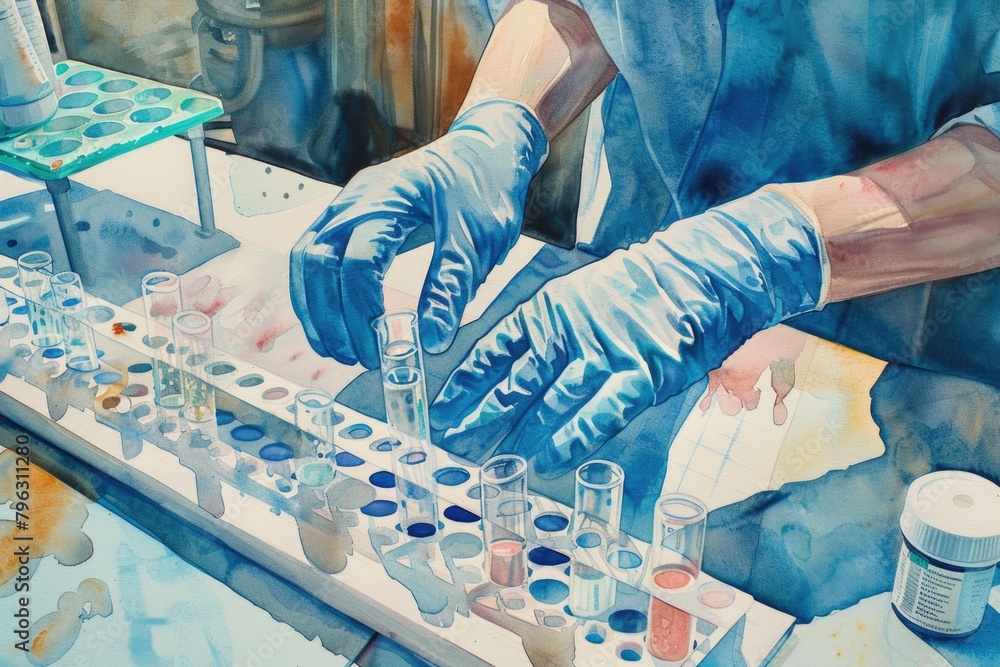 Poster person conducting experiment in a lab, suitable for scientific concepts