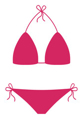 Pink swimsuit on a white background. Beach bikini, women's clothing for the pool, sea, relaxation, travel.